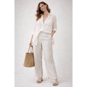 Lauren Ralph Lauren Womens Linen Blend Pants 14W Lagenlook Coastal Resortwear